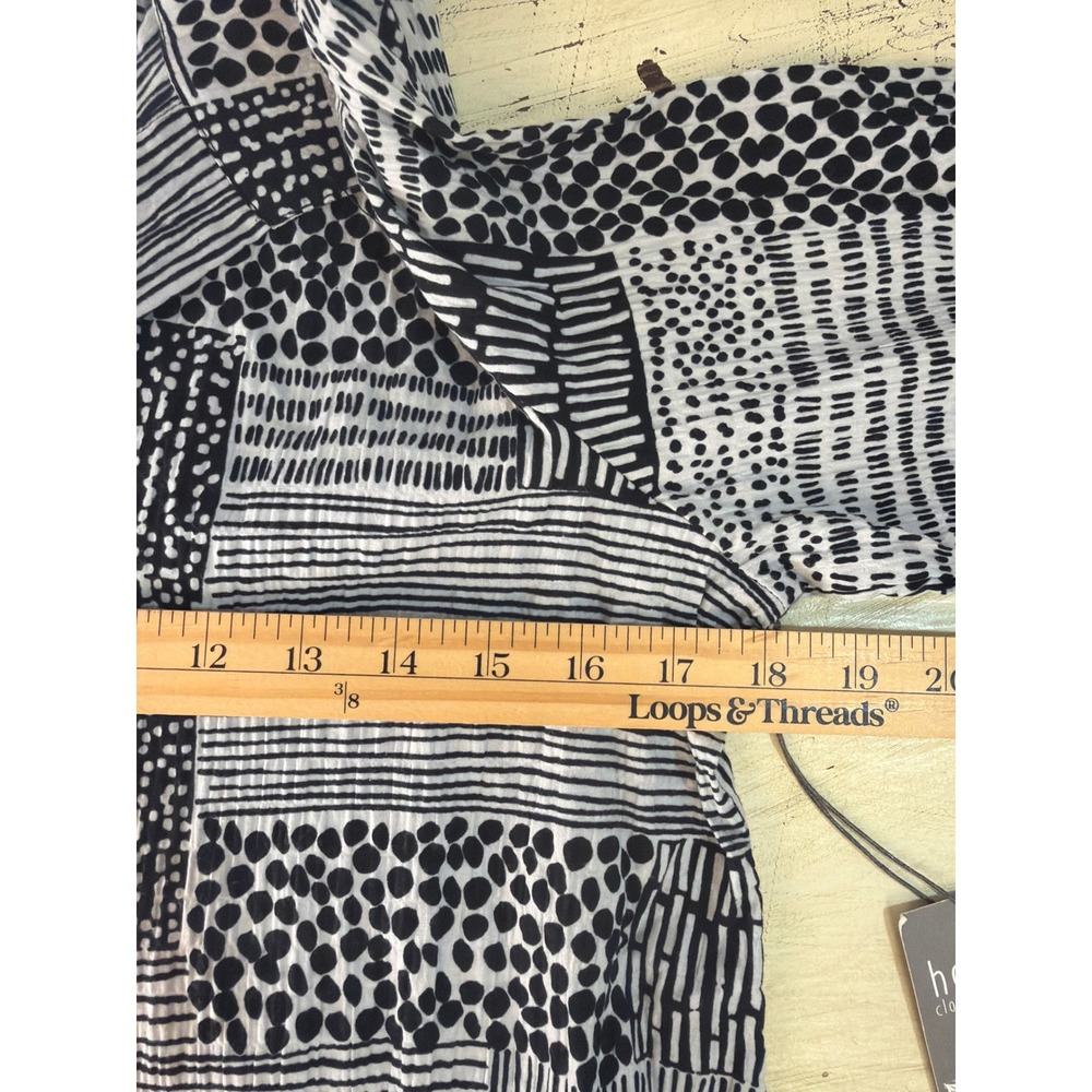 Habitat Button Down Shirt Womens XS Putty‎ Black White Patch Crinkle NEW - Picture 6 of 8